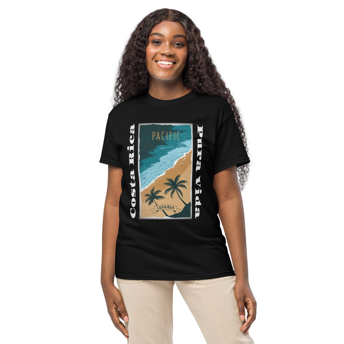 👉 "Unisex t-shirt featuring a 'Pacific Coast CR®' graphic, showcasing Costa Rica’s stunning Pacific coastline – perfect for beach lovers and ocean enthusiasts."