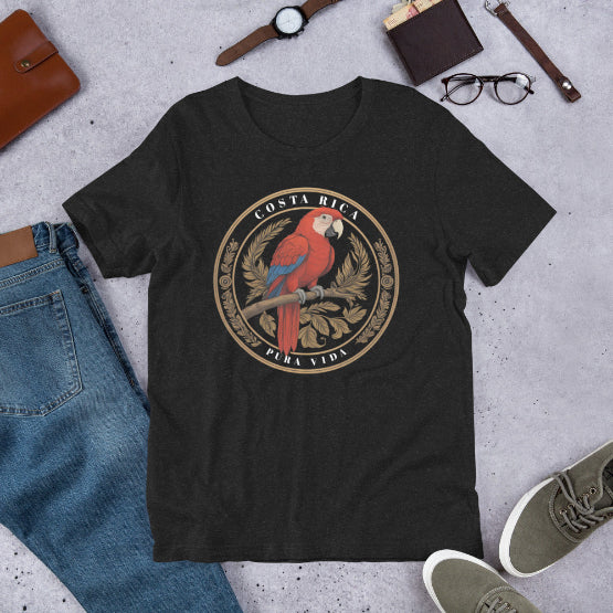 👉 "Unisex red t-shirt featuring a vibrant 'Papagayo' graphic, inspired by Costa Rica’s Papagayo Peninsula – perfect for tropical beach lovers and adventure seekers."